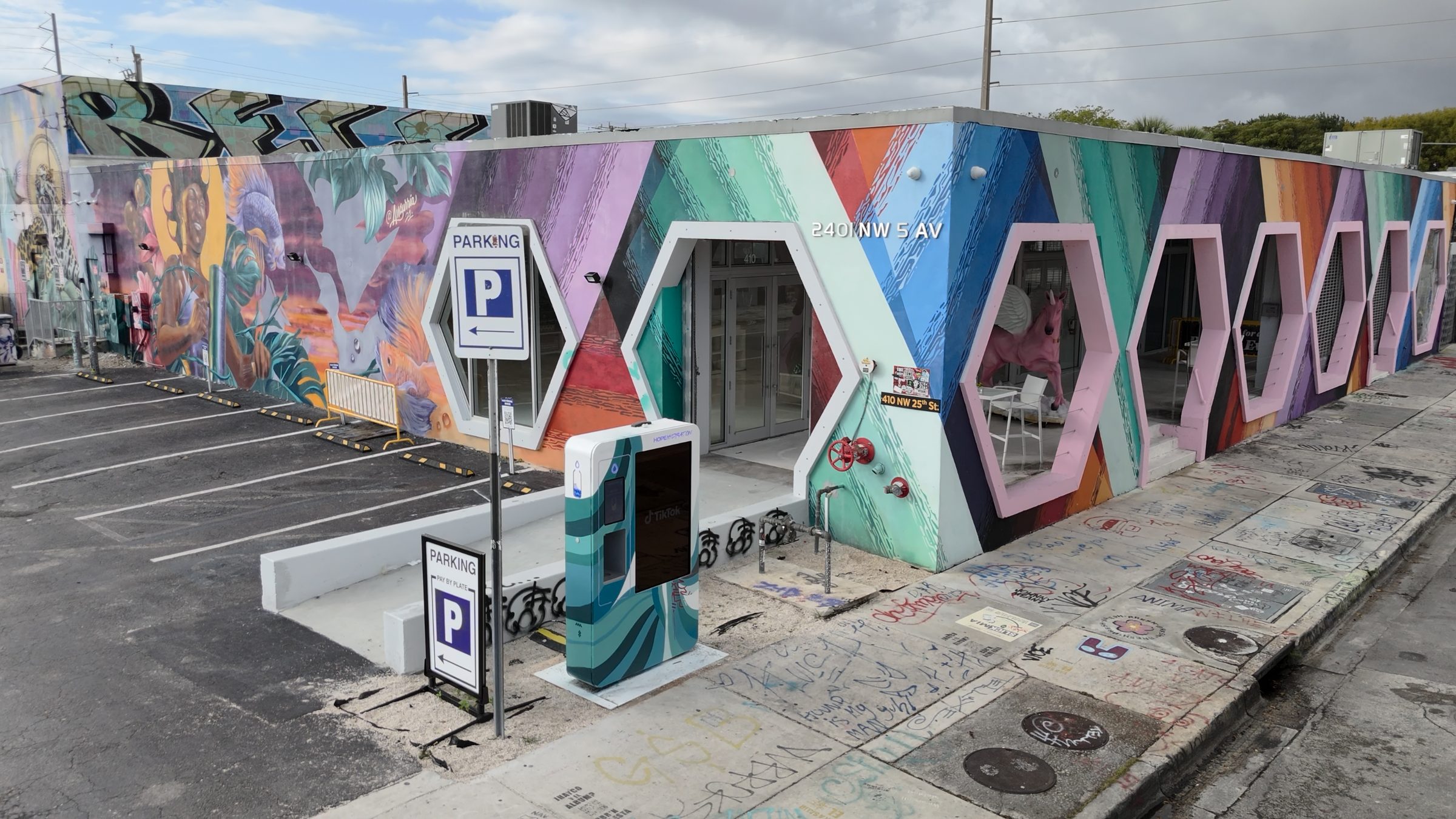 Encore Wynwood building and private lot on NW 25th Street, two blocks from Mana Wynwood