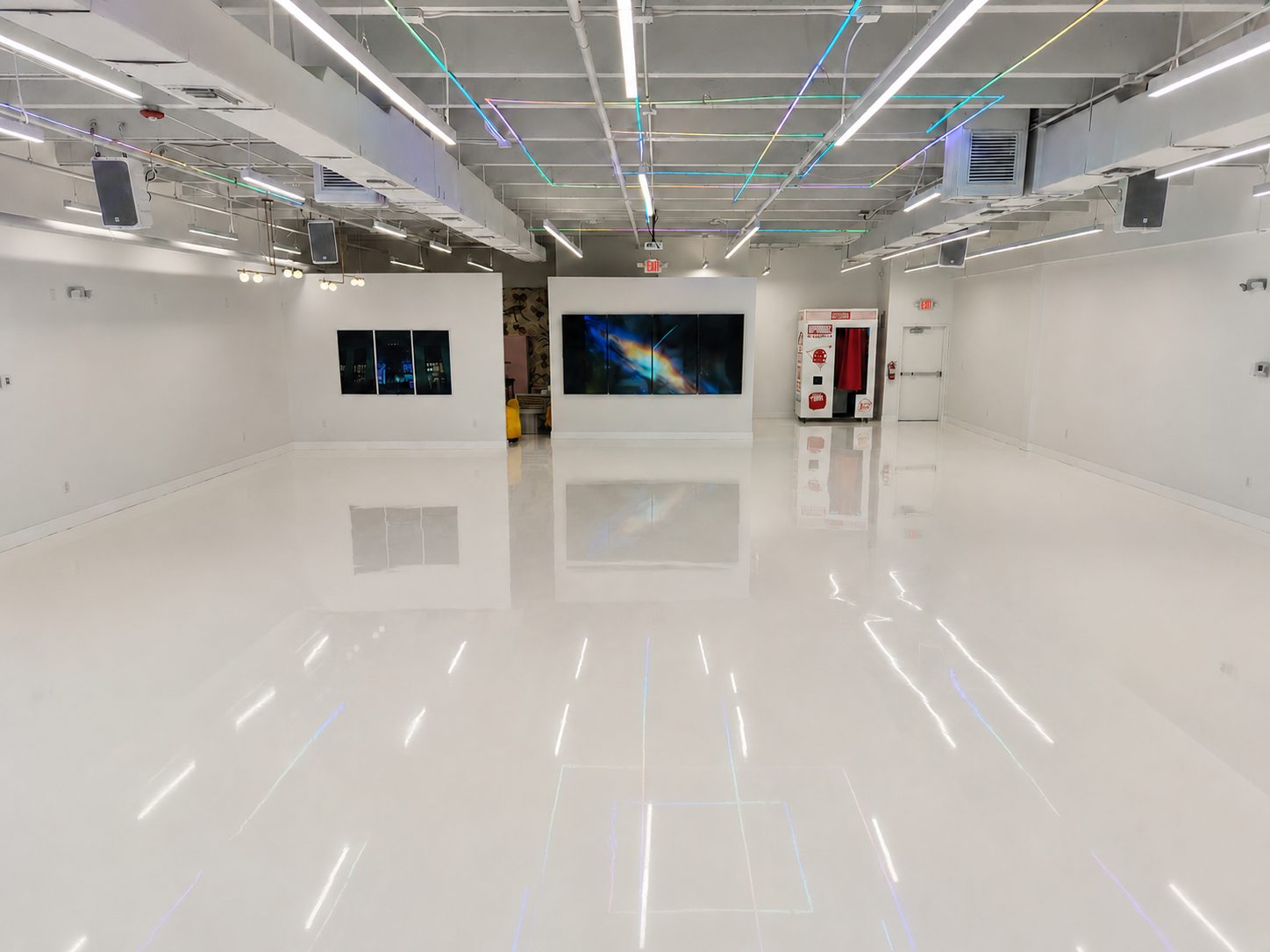 LED screens and photo booth installed in the Encore Wynwood interior