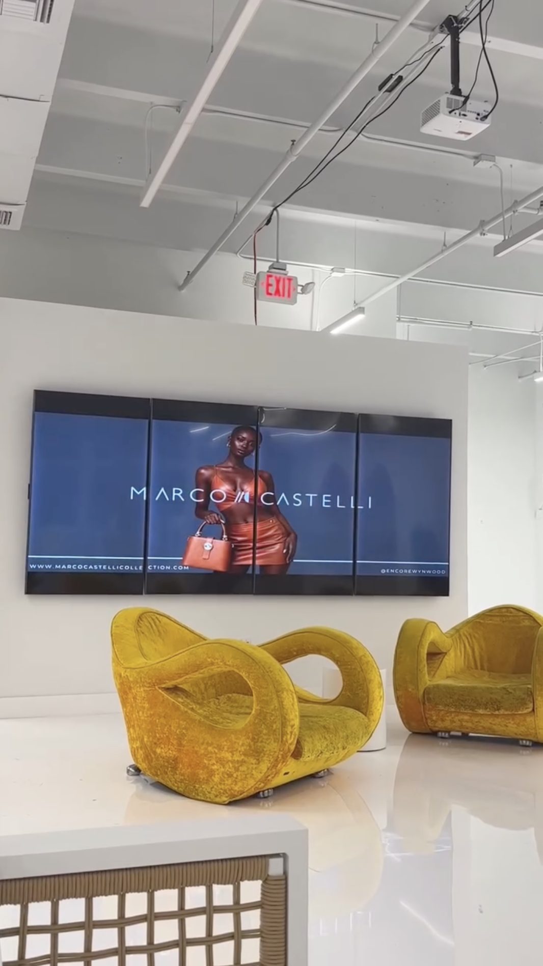 Marco Castelli brand content on the LED screens at Encore Wynwood