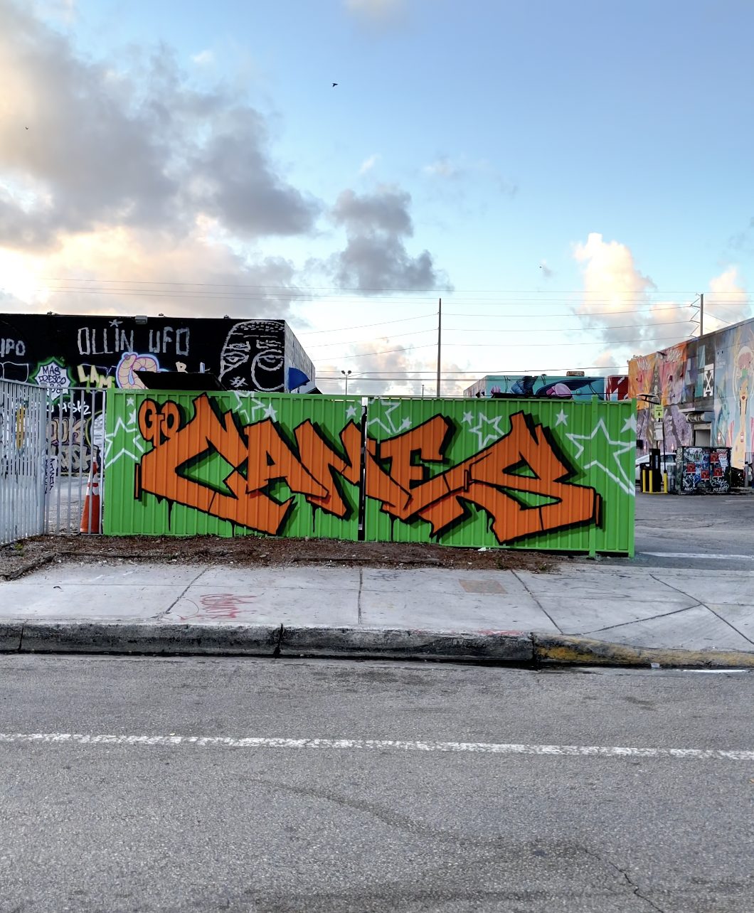 The painted shed in the parking lot at Encore Wynwood